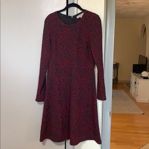 Black & Red Flowered Long-sleeved Dress